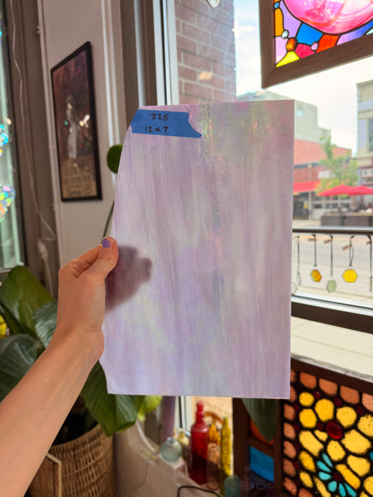 Mauve Iridescent Wispy Swirl Wissmach Sheet Glass Wissmach Glass