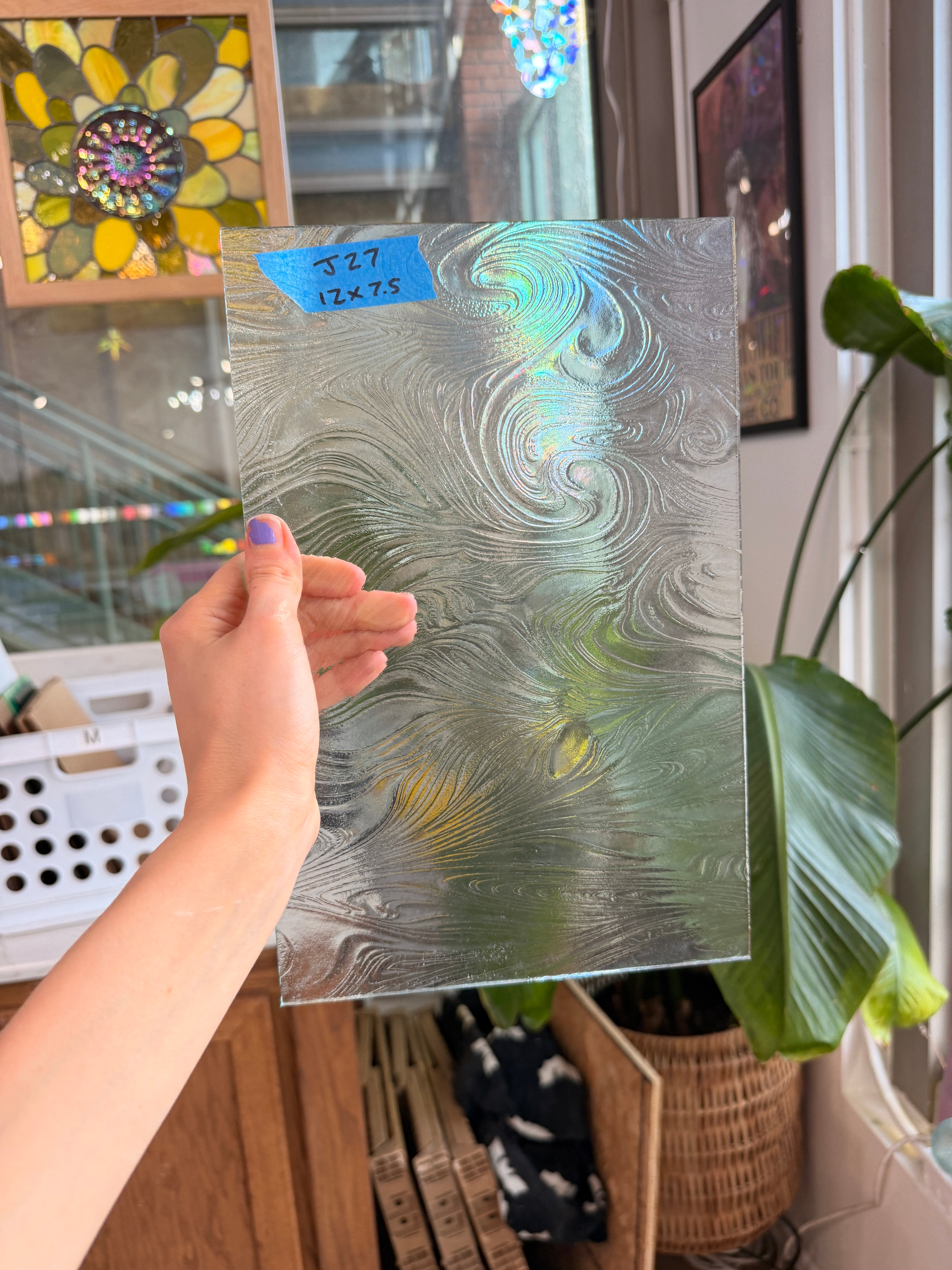 Clear Taffeta Industrial Transparent Sheet Glass Colorado Glassworks J27 (12x7.5in)