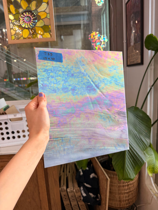 Mauve Iridescent Wispy Swirl Wissmach Sheet Glass Wissmach Glass J35 (12x10in)