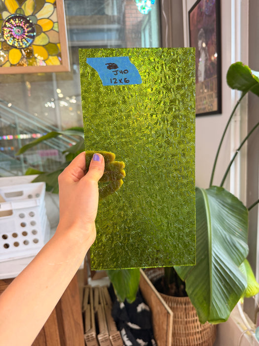 Pear/Lime Green Florentine Wissmach (WI 1146 FLOR) Sheet Glass Wissmach Glass J40 (12x6in)