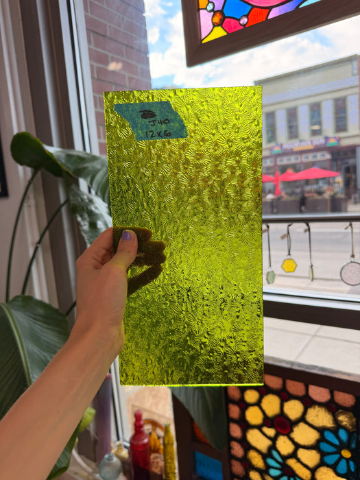 Pear/Lime Green Florentine Wissmach (WI 1146 FLOR) Sheet Glass Wissmach Glass
