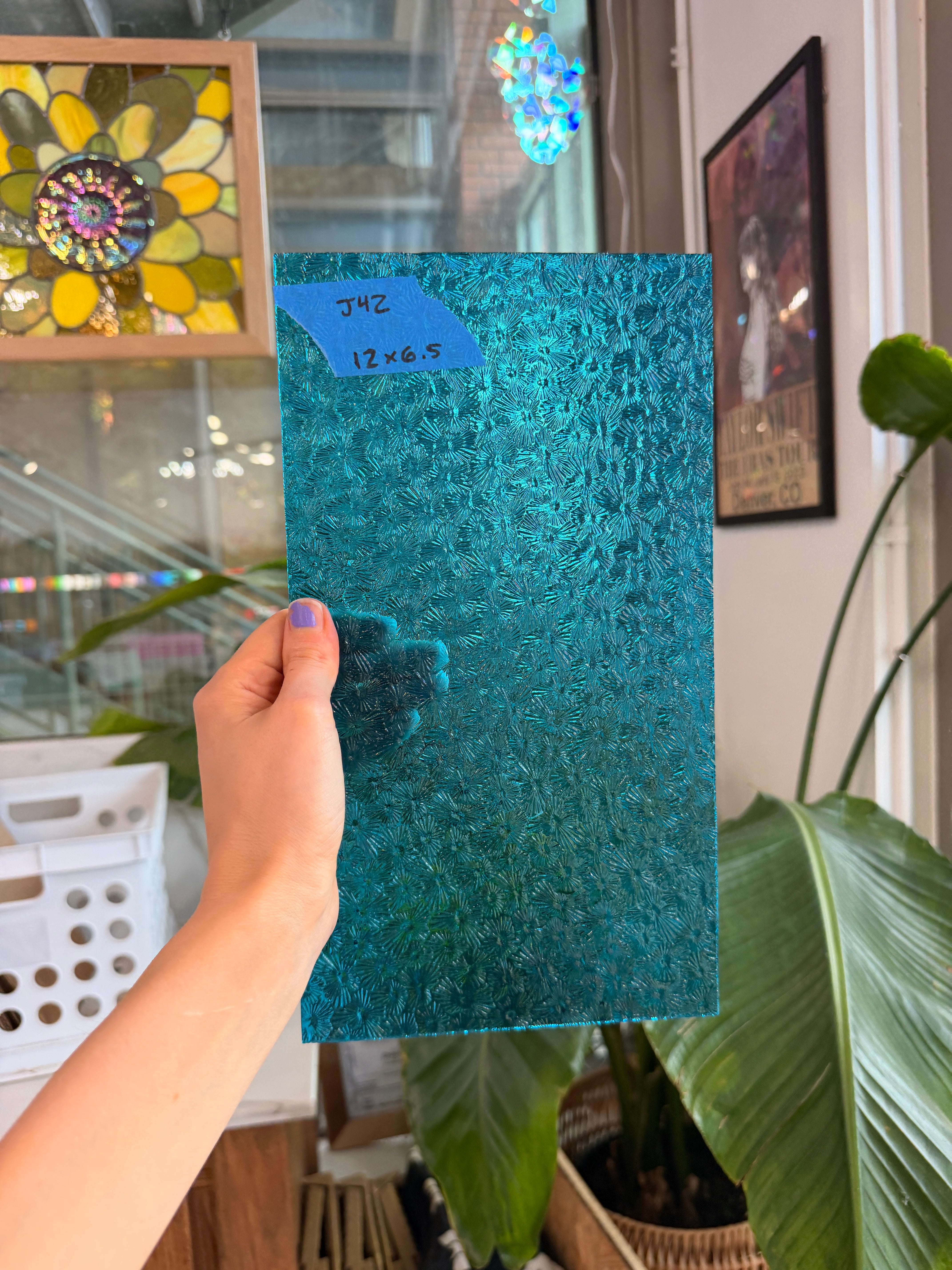 Teal Florentine Wissmach Sheet Glass Wissmach Glass J42 (12x6.5in)