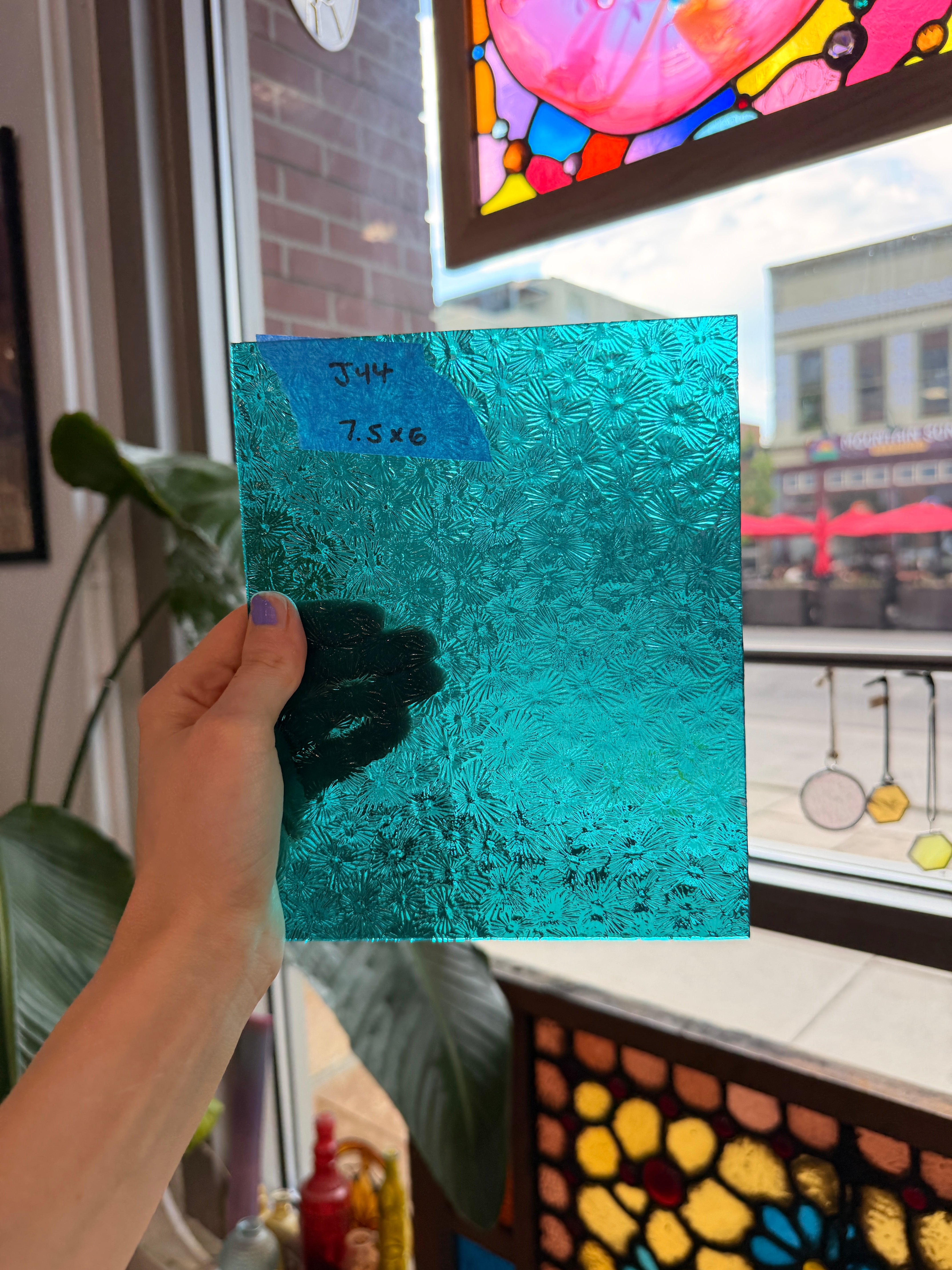 Teal Florentine Wissmach Sheet Glass Wissmach Glass J44 (7.5x6in)
