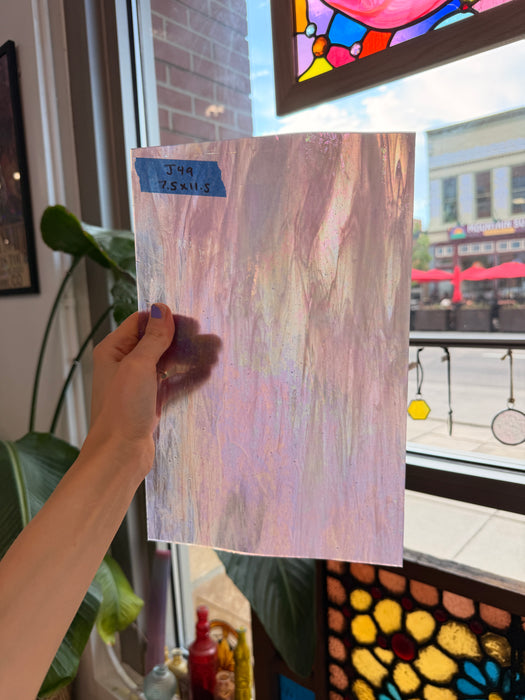 Mauve Iridescent Wispy Swirl Wissmach Sheet Glass Wissmach Glass
