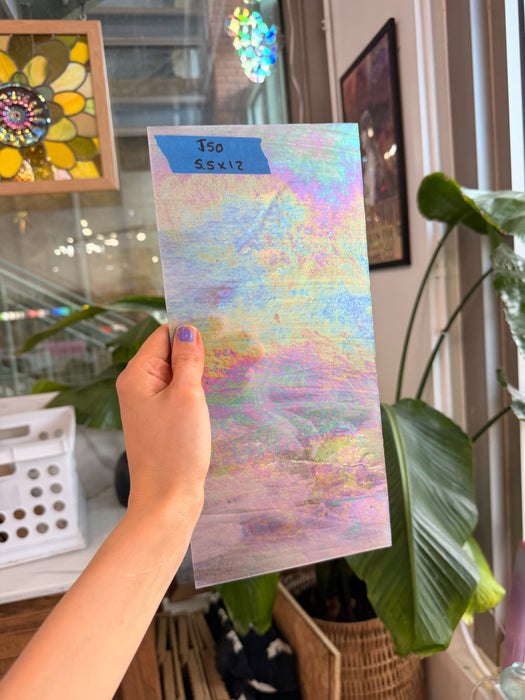 Mauve Iridescent Wispy Swirl Wissmach Sheet Glass Wissmach Glass