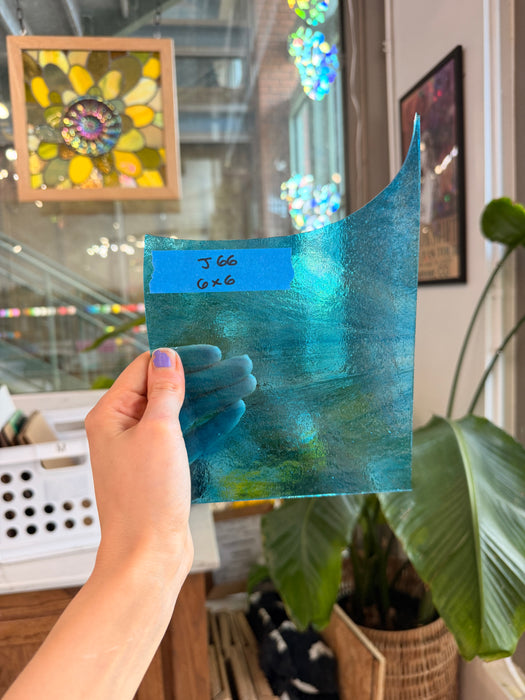 Blue Wispy Transparent Wissmach Sheet Glass Wissmach Glass J66 (6.6in)