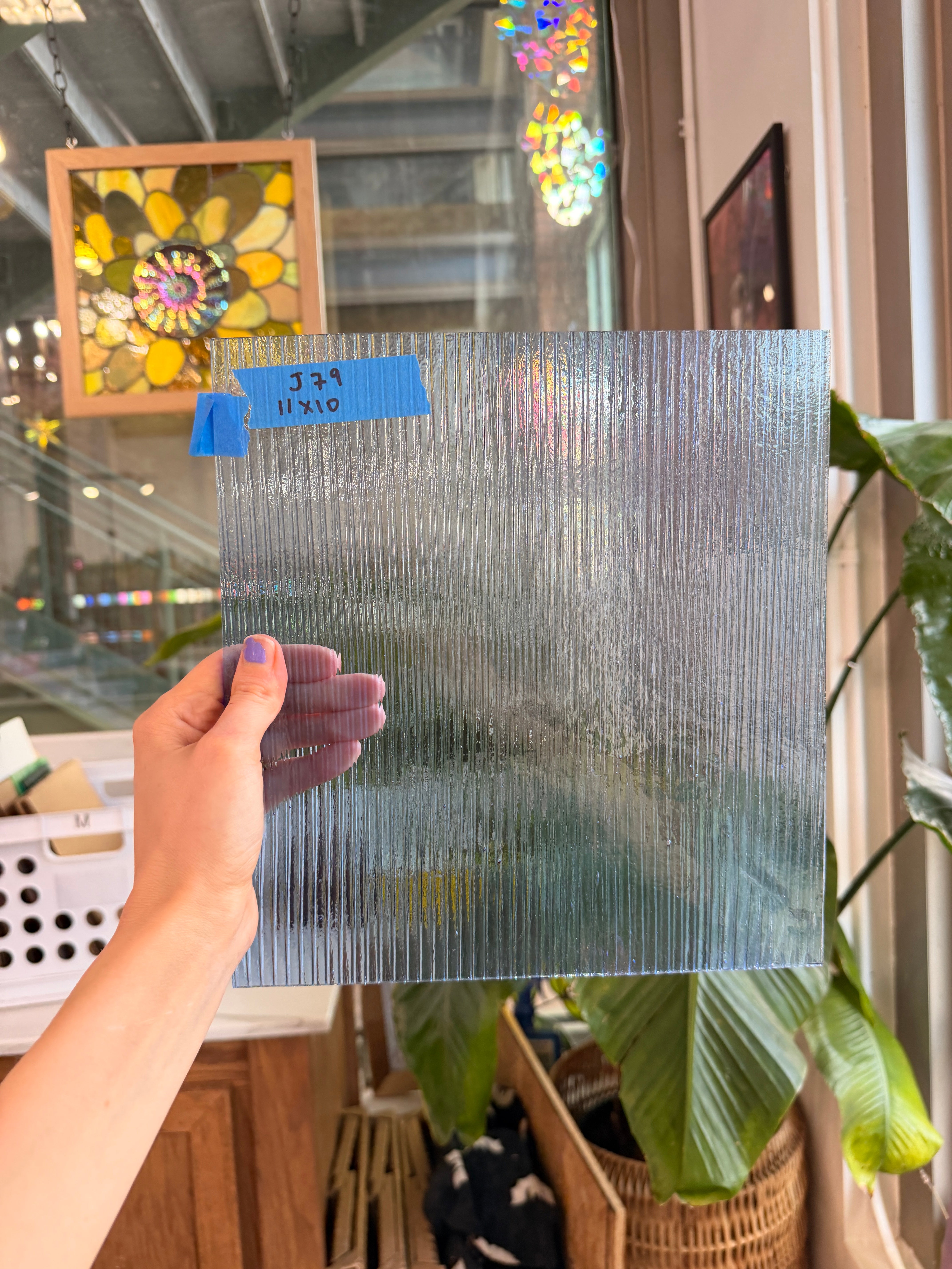 Vintage Optimum Reeded Light Blue Sheet Glass Colorado Glassworks