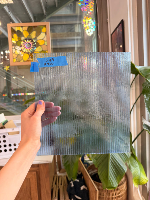 Vintage Optimum Reeded Light Blue Sheet Glass Colorado Glassworks