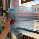 Vintage Optimum Reeded Light Blue Sheet Glass Colorado Glassworks 10x10in (OP-76578093)