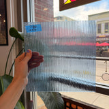 Vintage Optimum Reeded Light Blue Sheet Glass Colorado Glassworks 10x10in (OP-76578093)