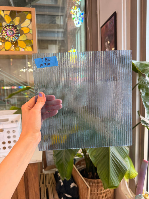 Vintage Optimum Reeded Light Blue Sheet Glass Colorado Glassworks