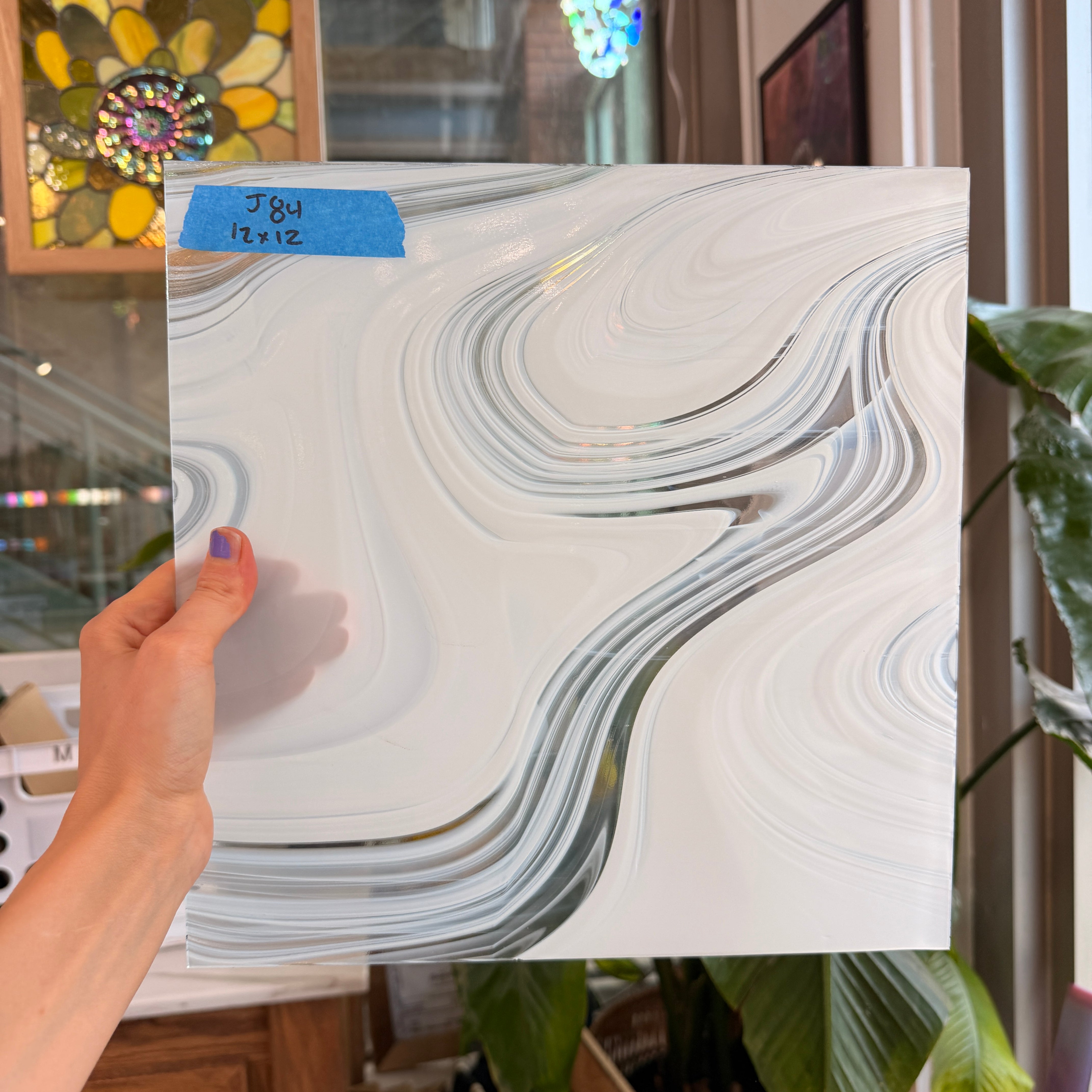 White Vintage Baroque Spectrum Sheet Glass Spectrum Glass 12x12in (SP-76348717)