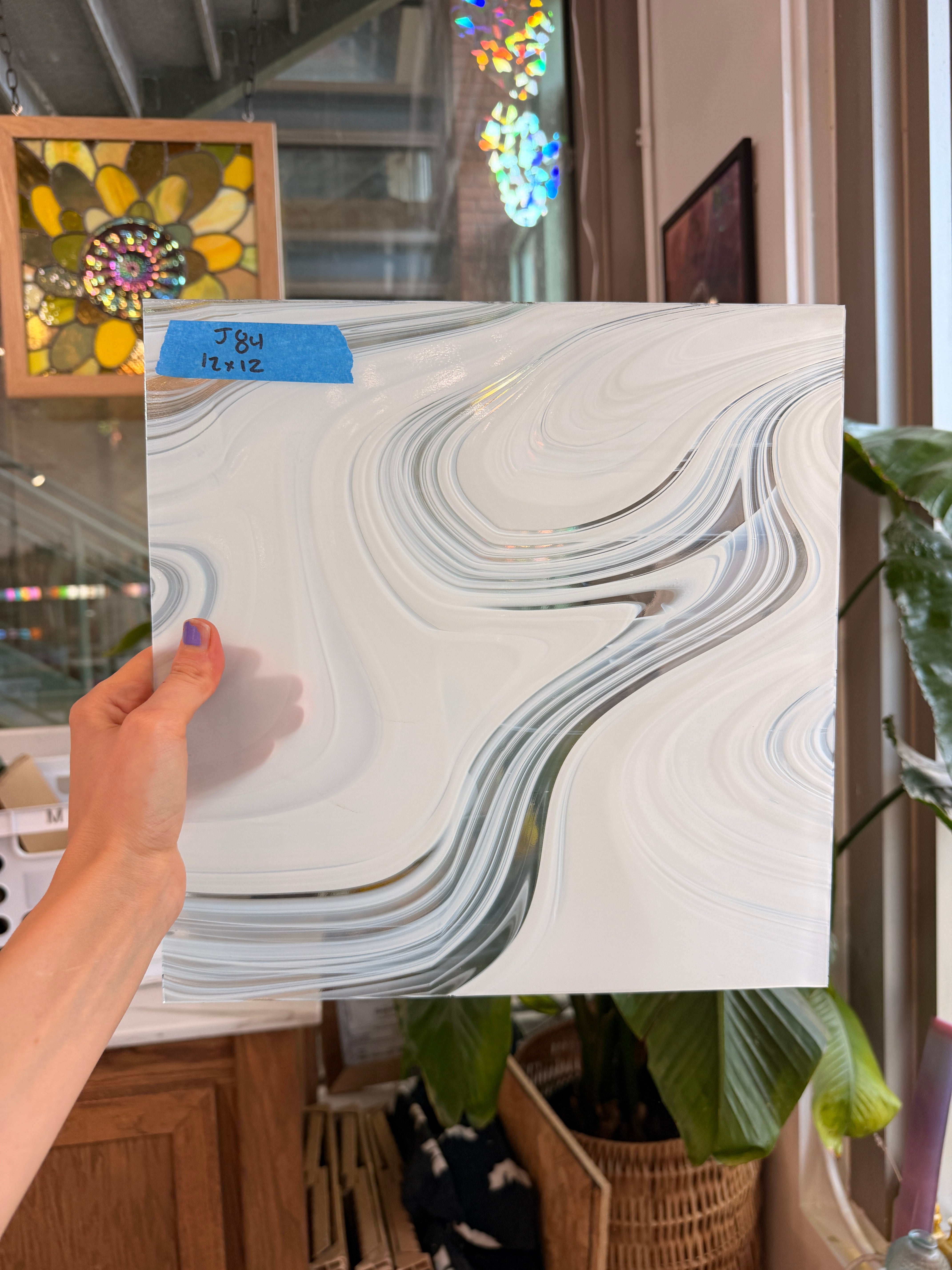 White Vintage Baroque Spectrum Sheet Glass Spectrum Glass 12x12in (SP-76348717)