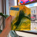 Mottled Green Yellow White Mixed Uroboros Fusible Sheet Glass Uroboros Glass