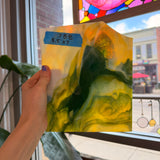 Mottled Green Yellow White Mixed Uroboros Fusible Sheet Glass Uroboros Glass