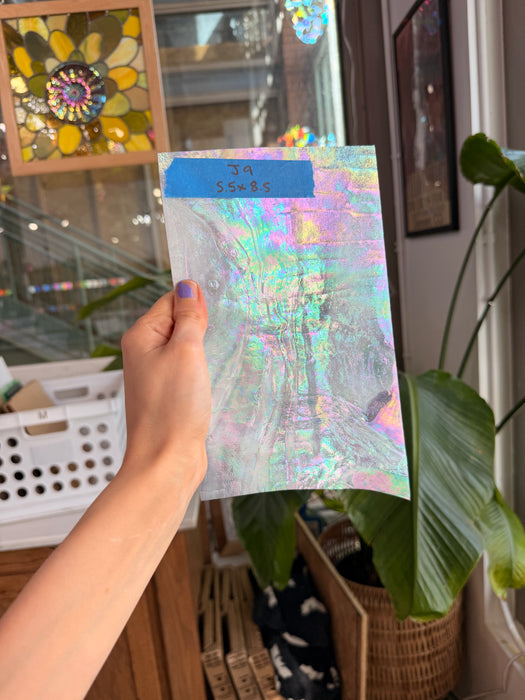 Mauve Iridescent Wispy Swirl Wissmach Sheet Glass Wissmach Glass J9 (8.5x5.5in)