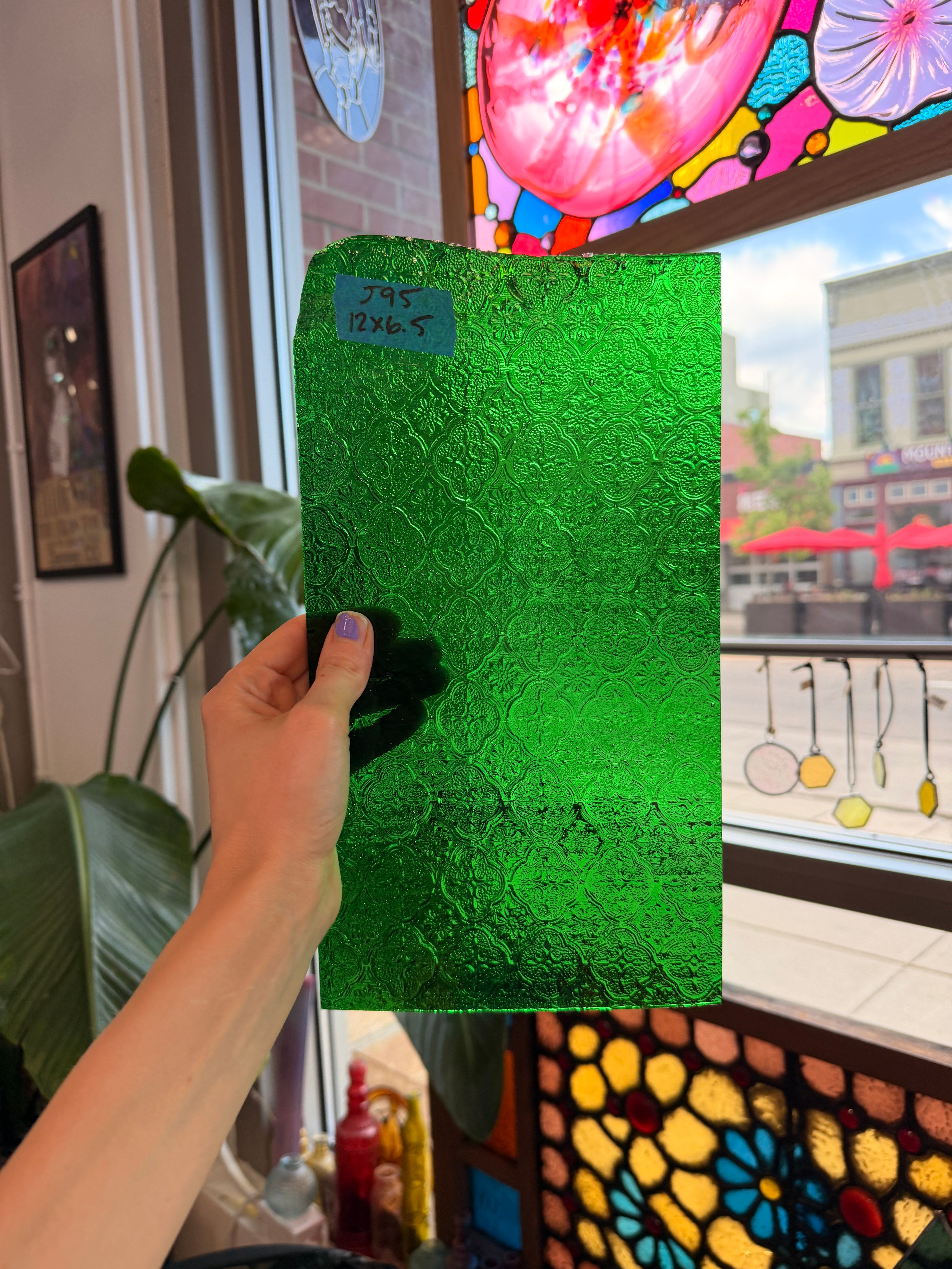 Transparent Green Lace Sheet Glass Colorado Glassworks