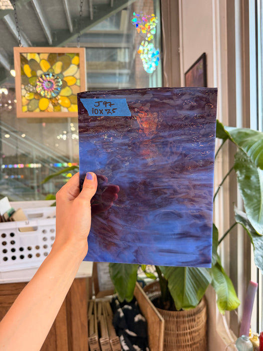 Purple Rippled Blue Opaque Wispy Uroboros Fusible Sheet Glass Uroboros Glass Default Title