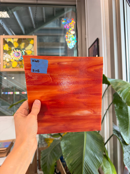 Dark Red Orange Wispy Kokomo Sheet Glass Kokomo Glass Default Title