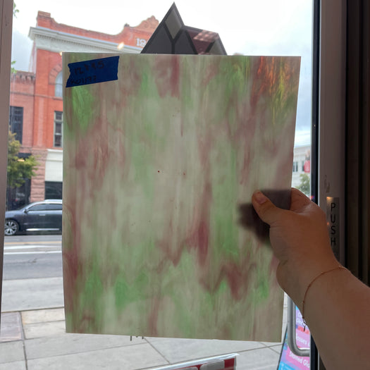 Purple Green White Wispy Kokomo Sheet Glass Kokomo