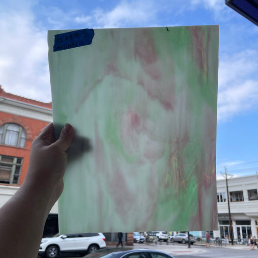 Purple Green White Wispy Kokomo Sheet Glass Kokomo