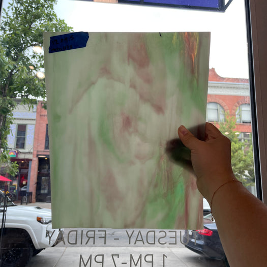 Purple Green White Wispy Kokomo Sheet Glass Kokomo