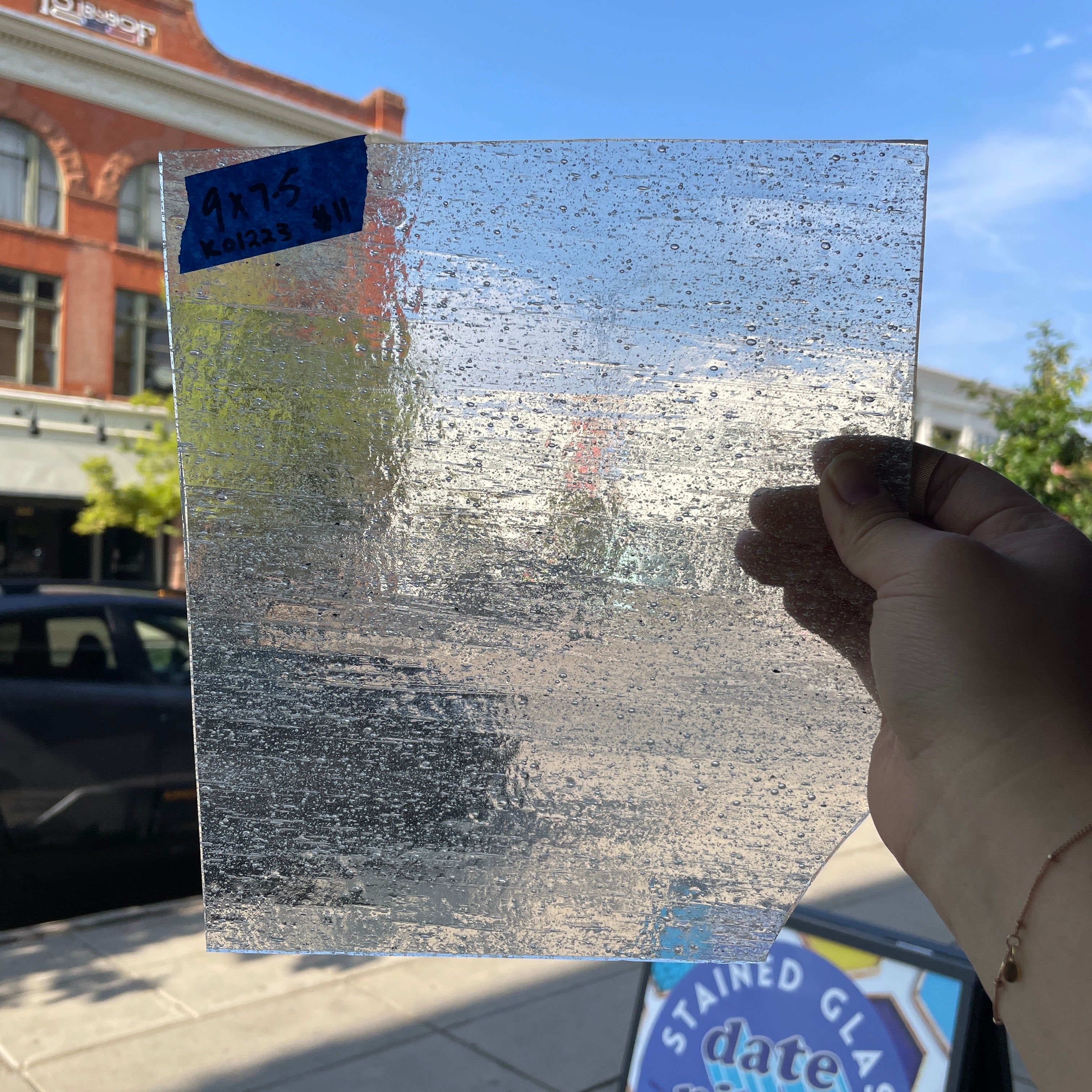 Clear Super Seedy Transparent Kokomo Sheet Glass Colorado Glassworks