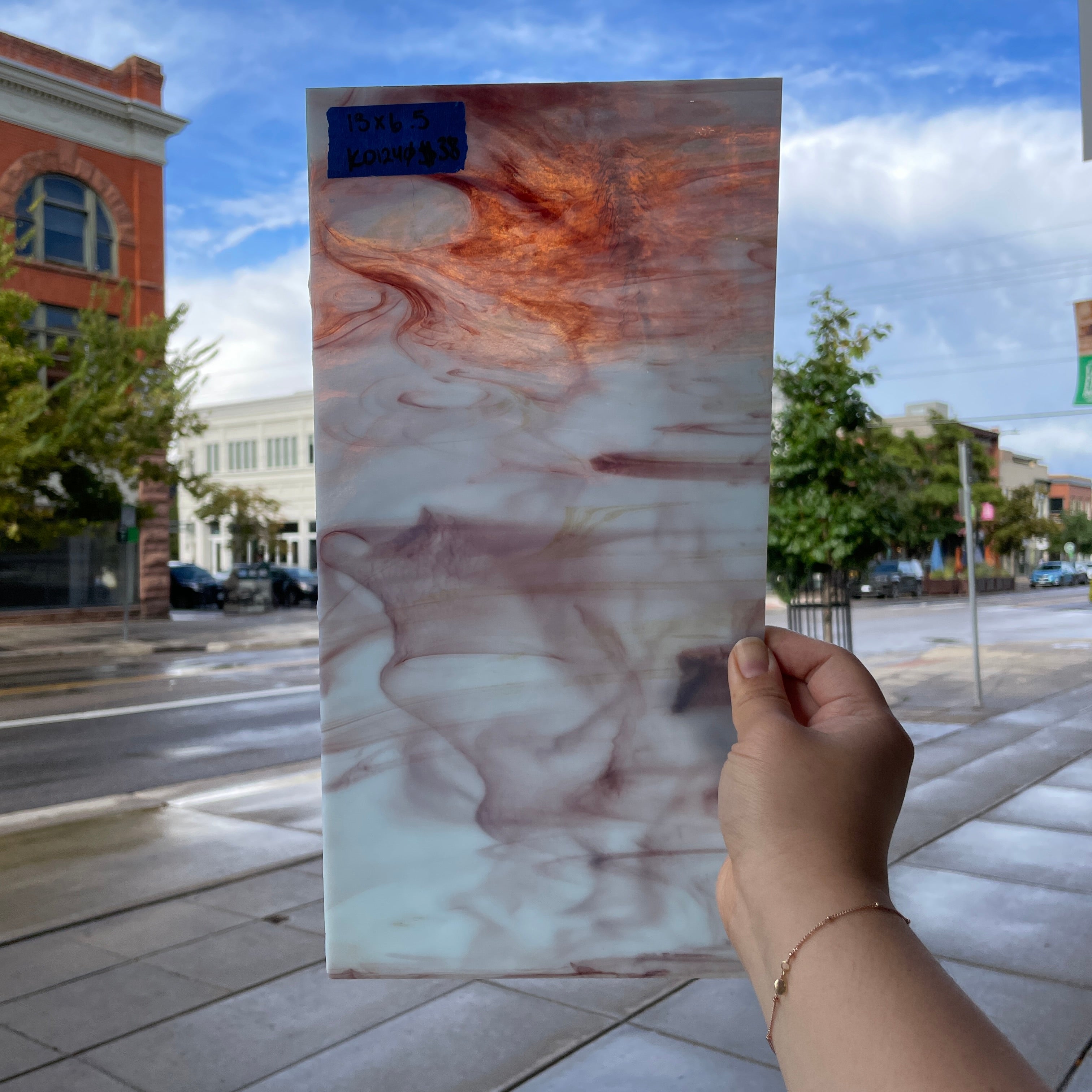 Maroon White Wispy Kokomo Sheet Glass Colorado Glassworks