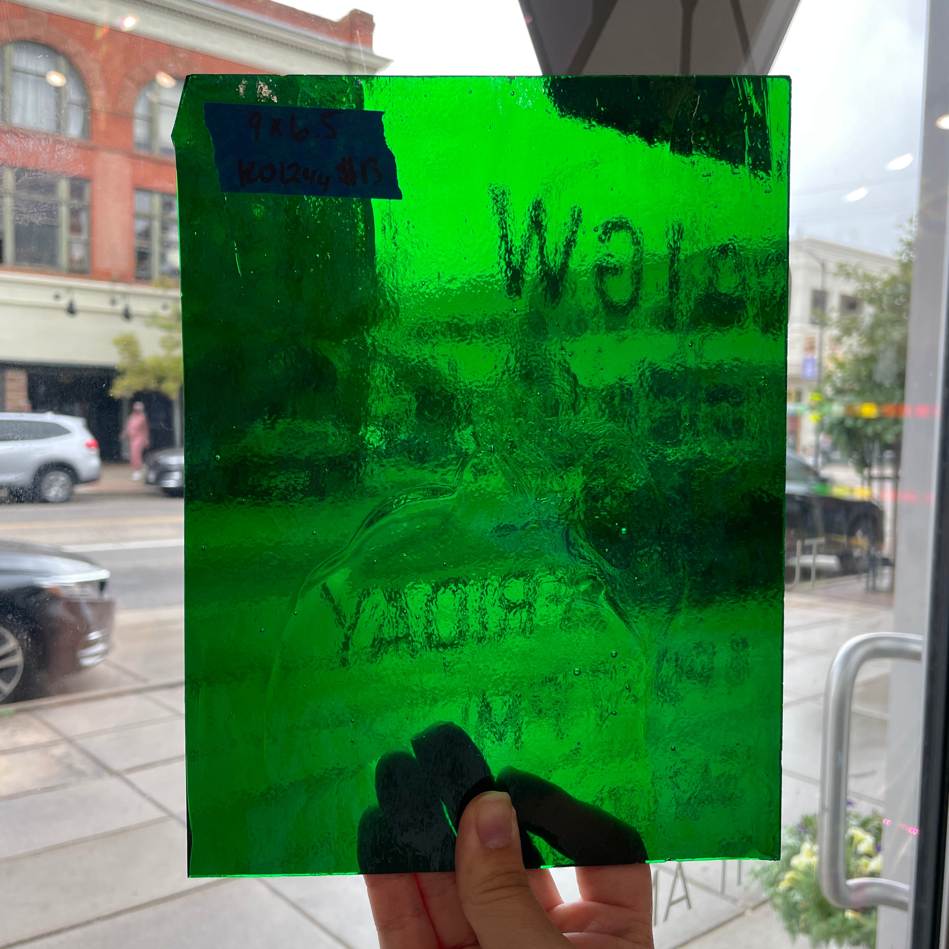 Emerald Green Transparent Kokomo Sheet Glass Colorado Glassworks