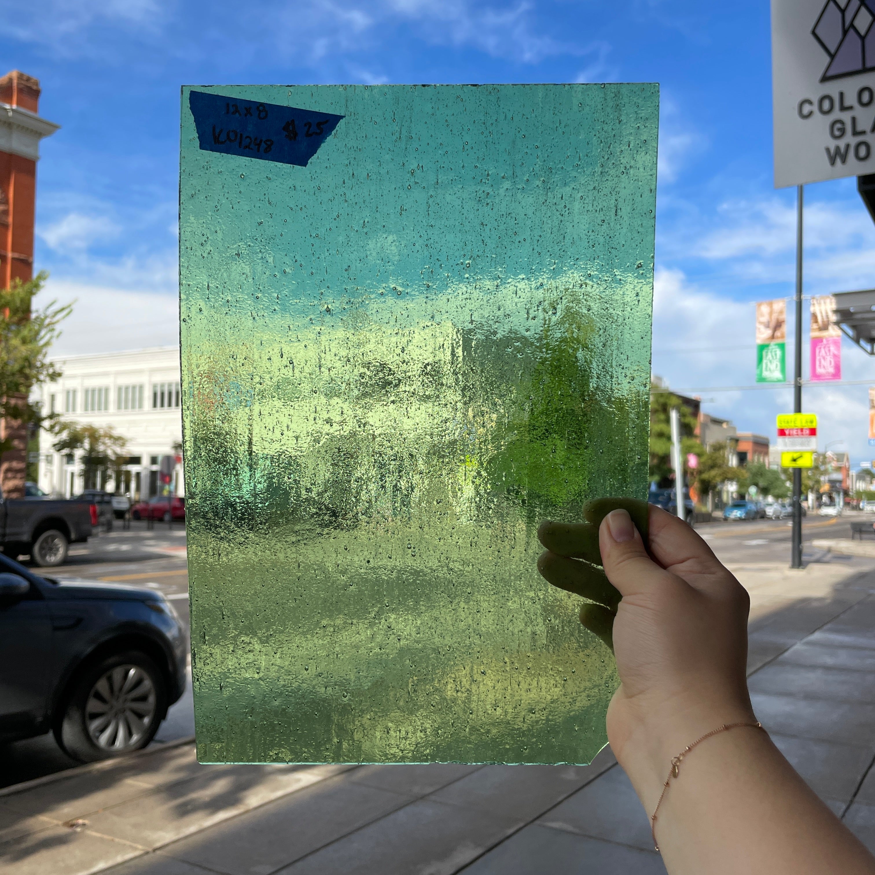 Light Green Transparent Kokomo Sheet Glass Colorado Glassworks