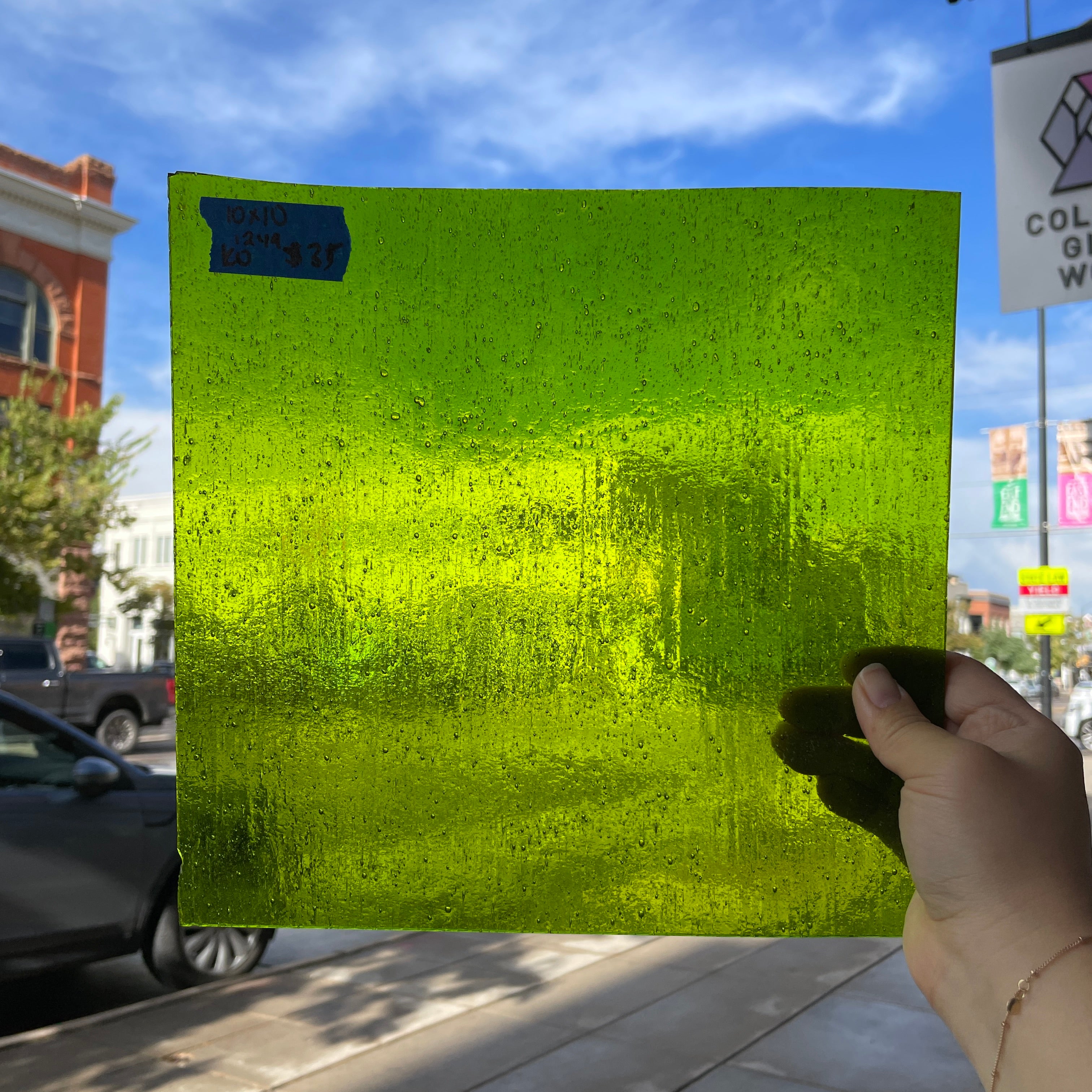 Sour Apple Green Transparent Kokomo Sheet Glass Colorado Glassworks