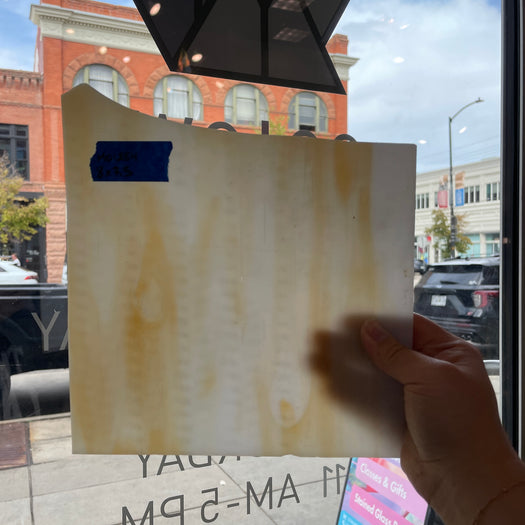 Light Caramel White Wispy Kokomo Sheet Glass Colorado Glassworks