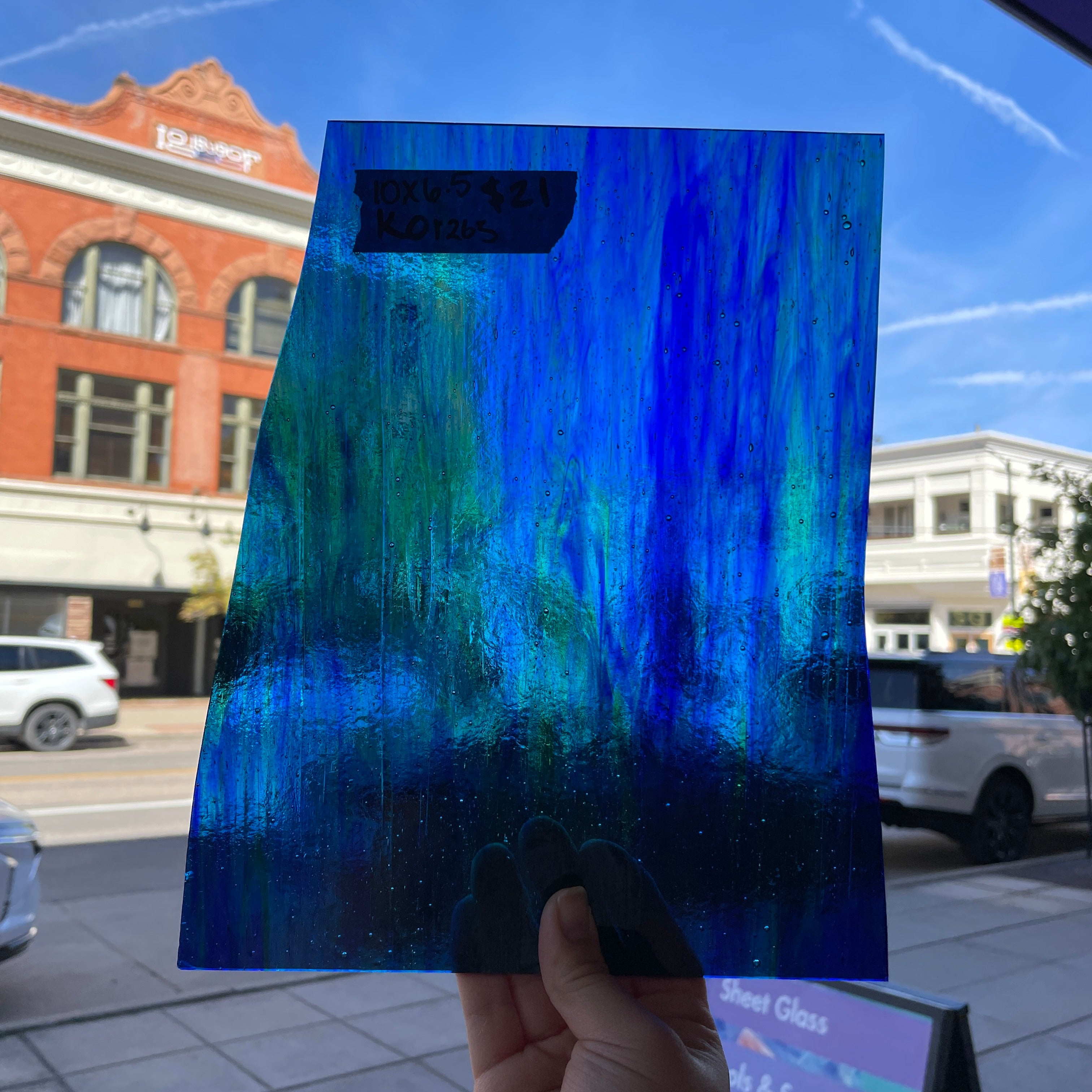 Blue Green Mixed Kokomo Sheet Glass Colorado Glassworks