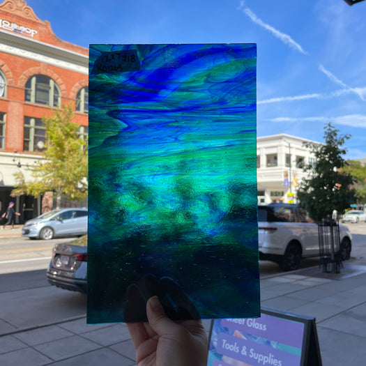 Blue Green Mixed Kokomo Sheet Glass Colorado Glassworks