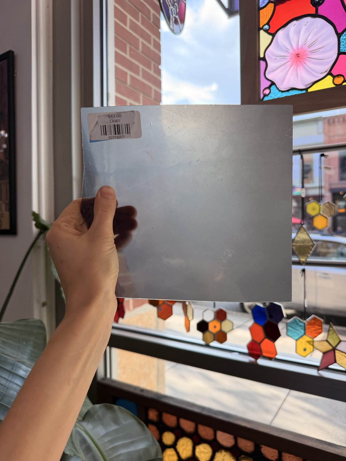 Dark Gray Mouth Blown on Clear Flash Glass Lamberts Sheet Glass