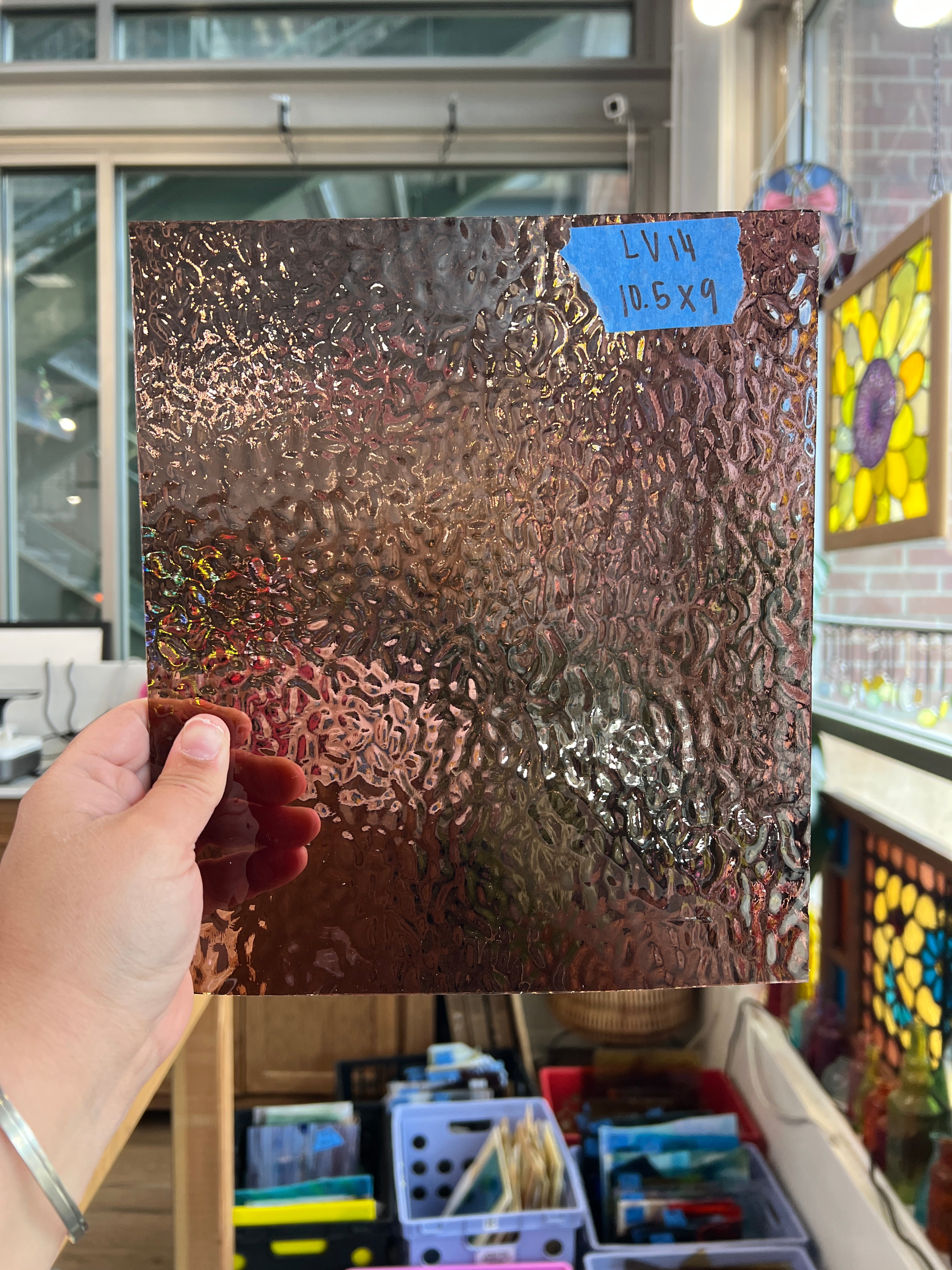 Dusty Purple English Muffle Textured Sheet Glass Colorado Glassworks LV14 (10.5x9inin)