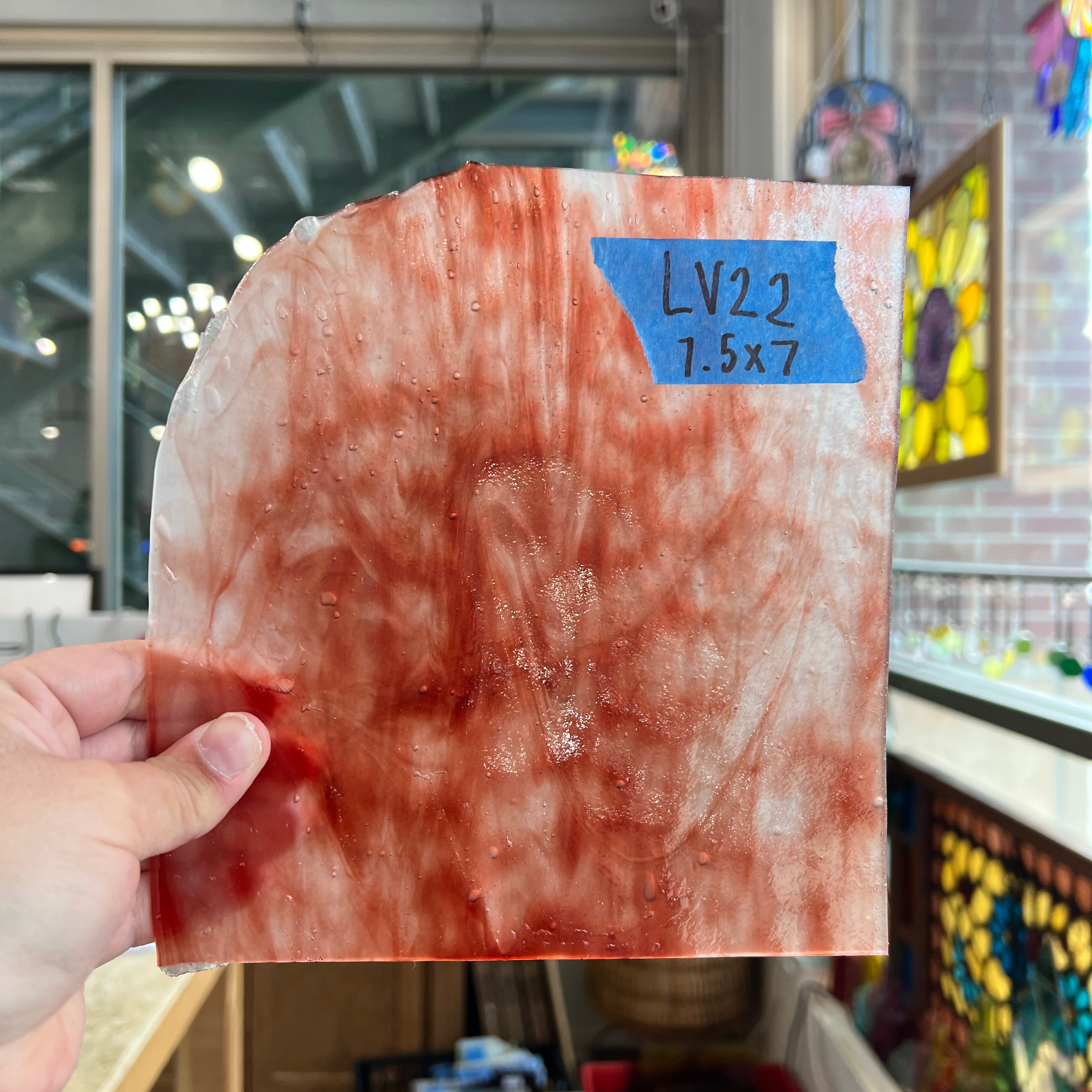 Red White Transparent Stipple Youghiogheny Sheet Glass Youghiogheny Glass 7.5x7.5in (YG-88235053)