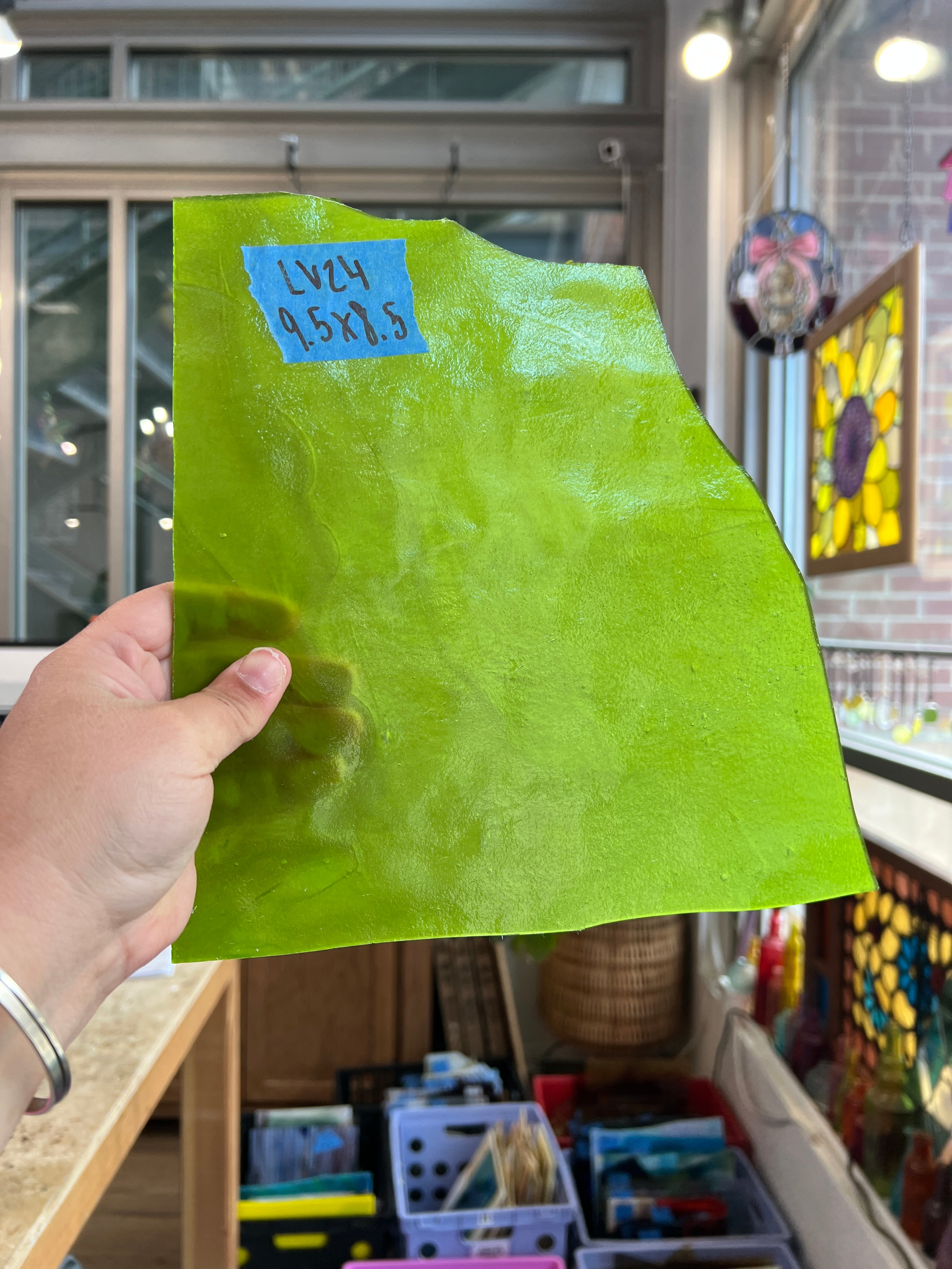 Green Opal Youghiogheny Sheet Glass Youghiogheny Glass LV24 (9.5x8.5inin)