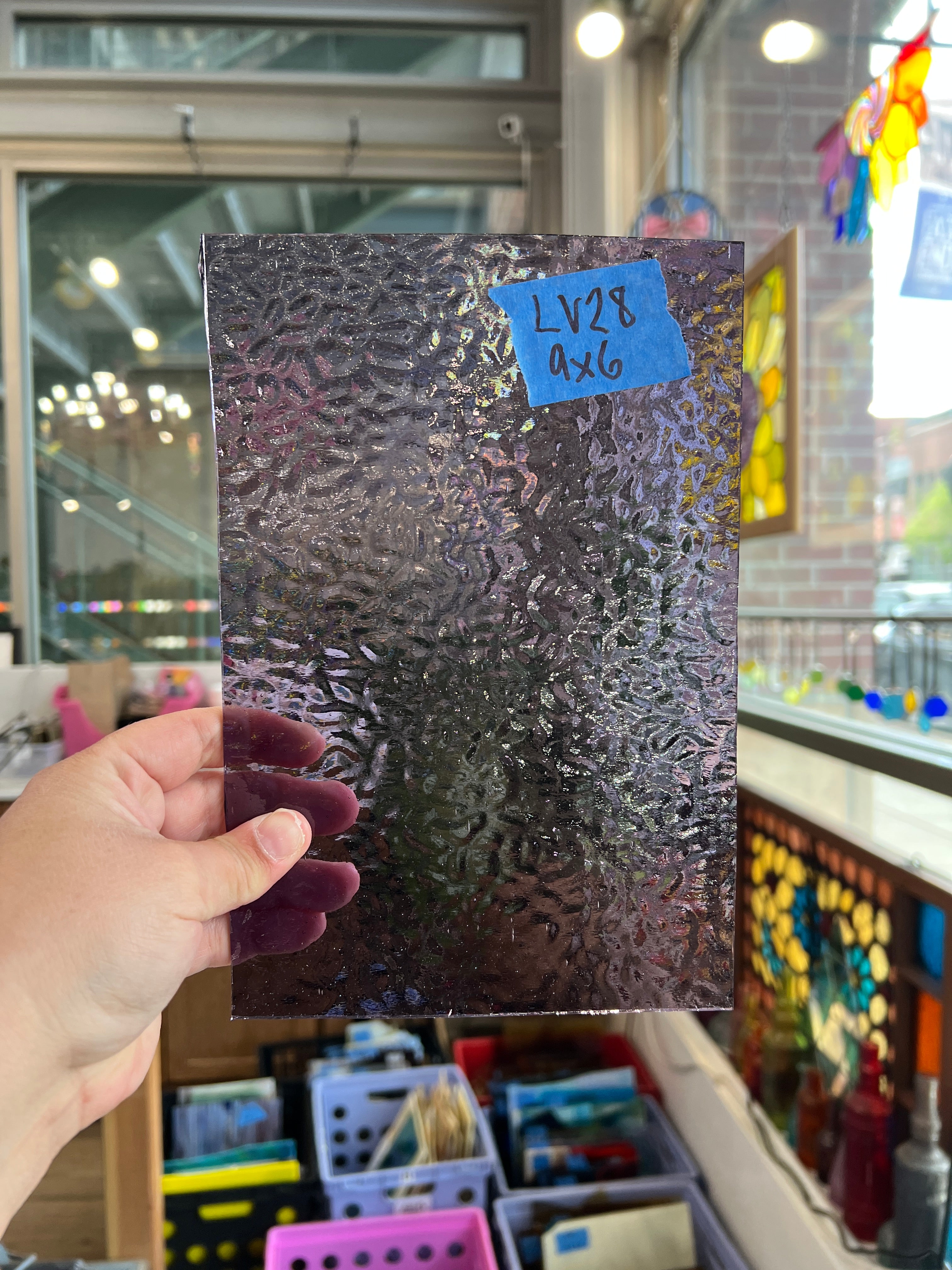 Purple Transparent Textured English Muffle Sheet Glass Colorado Glassworks LV28 (9x6inin)