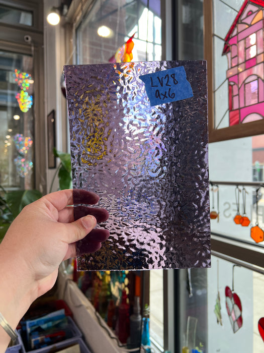 Purple Transparent Textured English Muffle Sheet Glass Colorado Glassworks