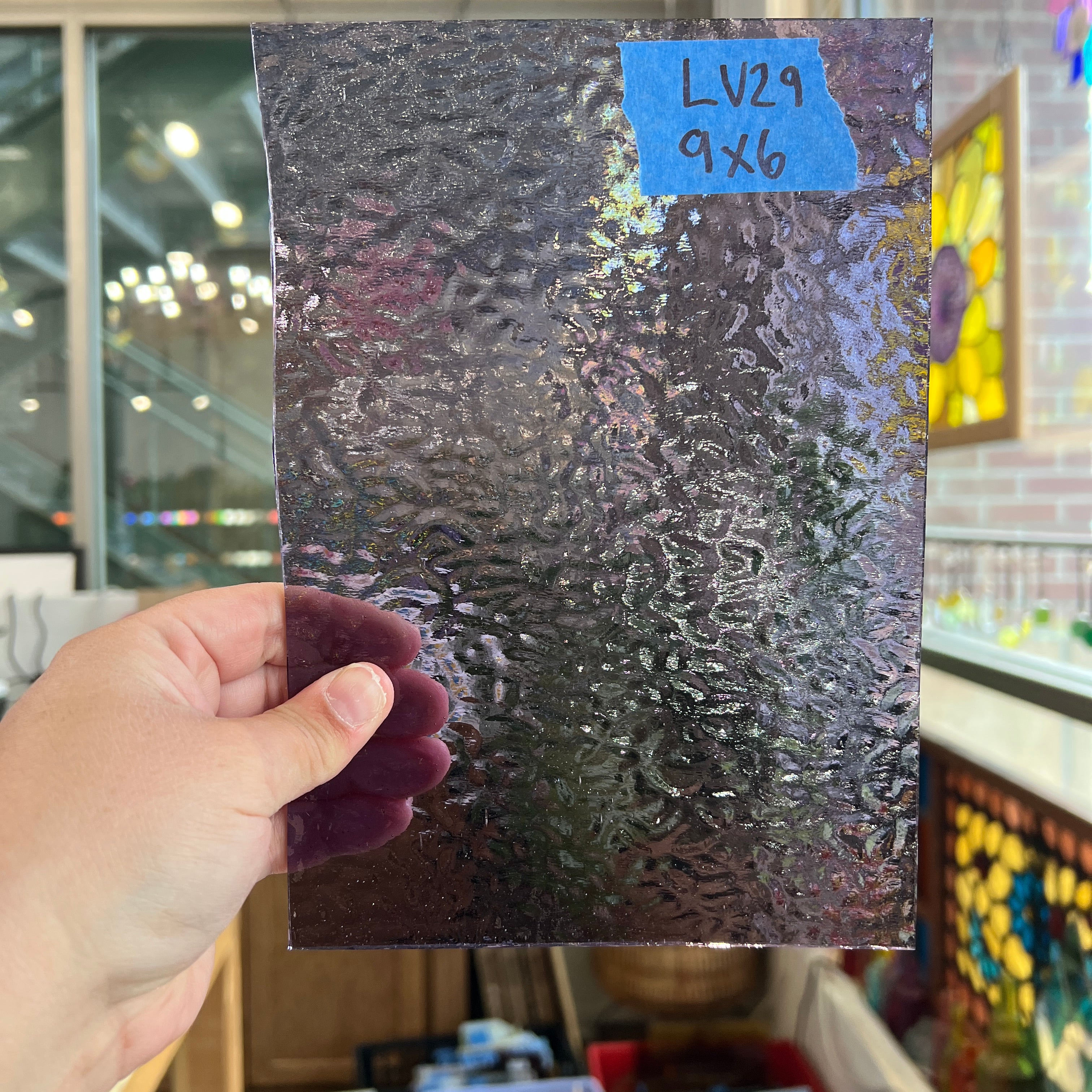 Purple Transparent Textured English Muffle Sheet Glass Colorado Glassworks 9x6in (WM-84335661)