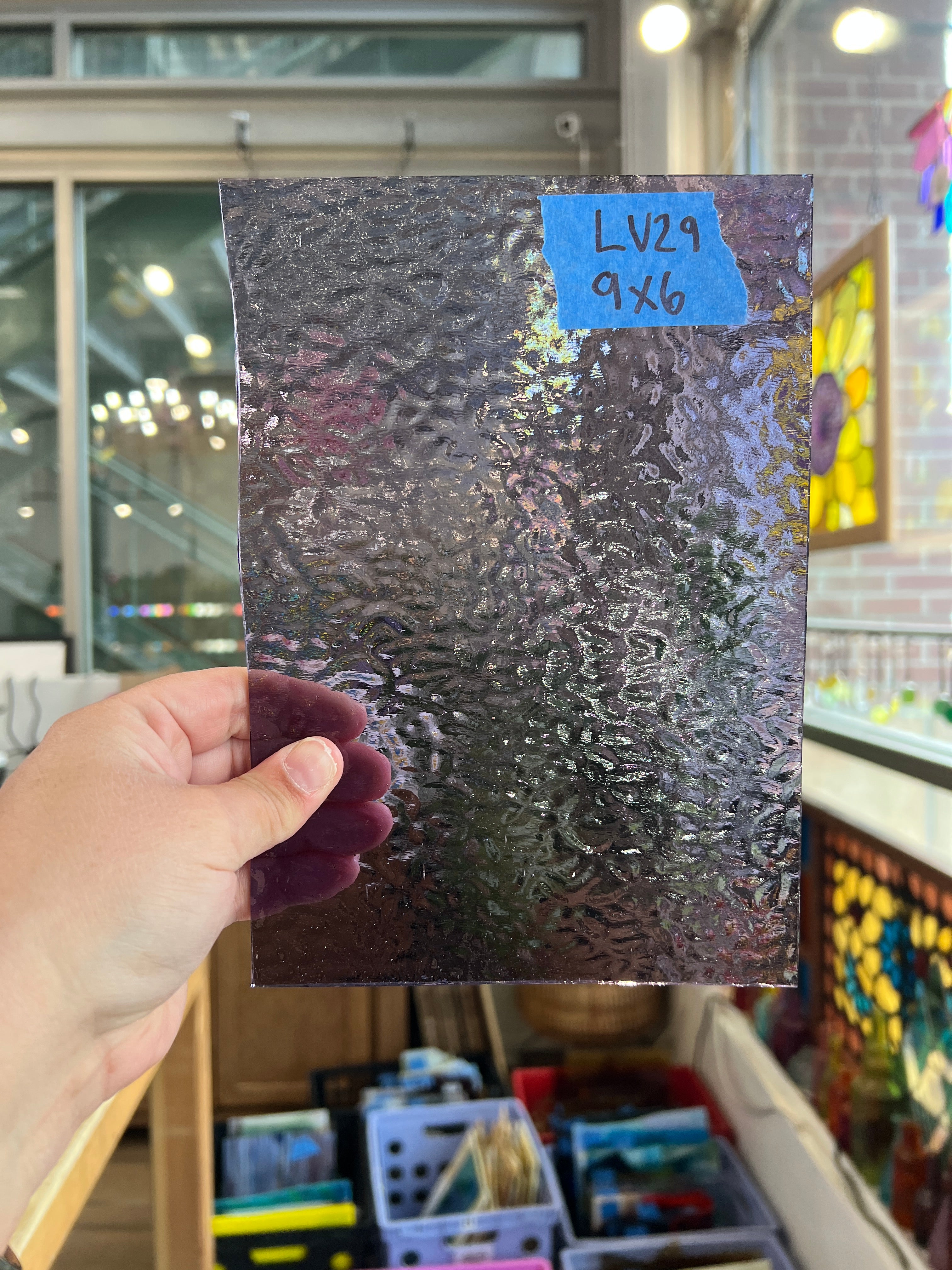 Purple Transparent Textured English Muffle Sheet Glass Colorado Glassworks LV29 (9x6inin)