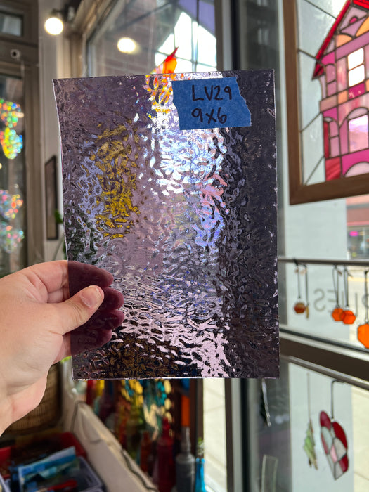 Purple Transparent Textured English Muffle Sheet Glass Colorado Glassworks