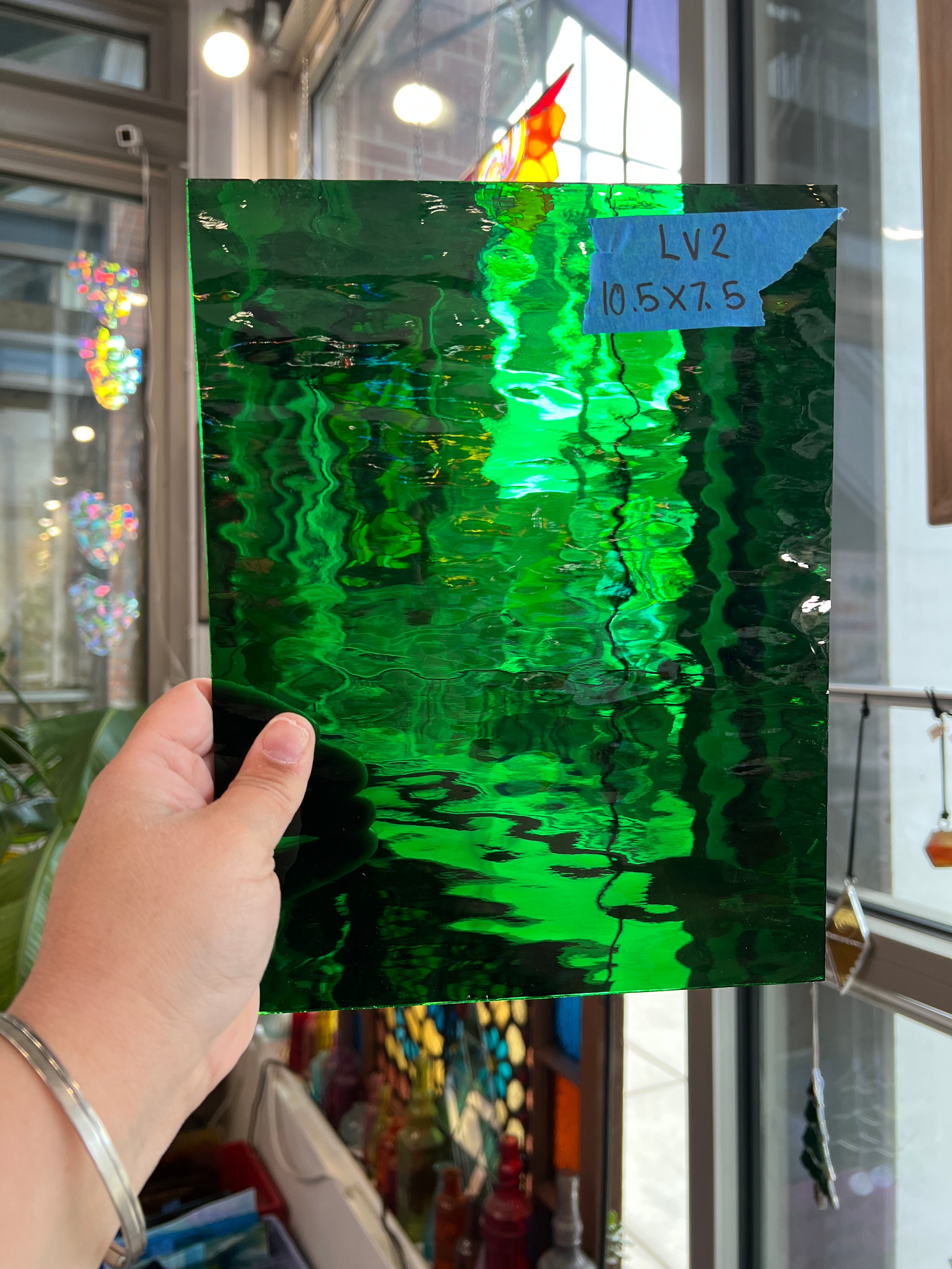 Medium Green Waterglass Textured Vintage Spectrum Sheet Glass Spectrum Glass