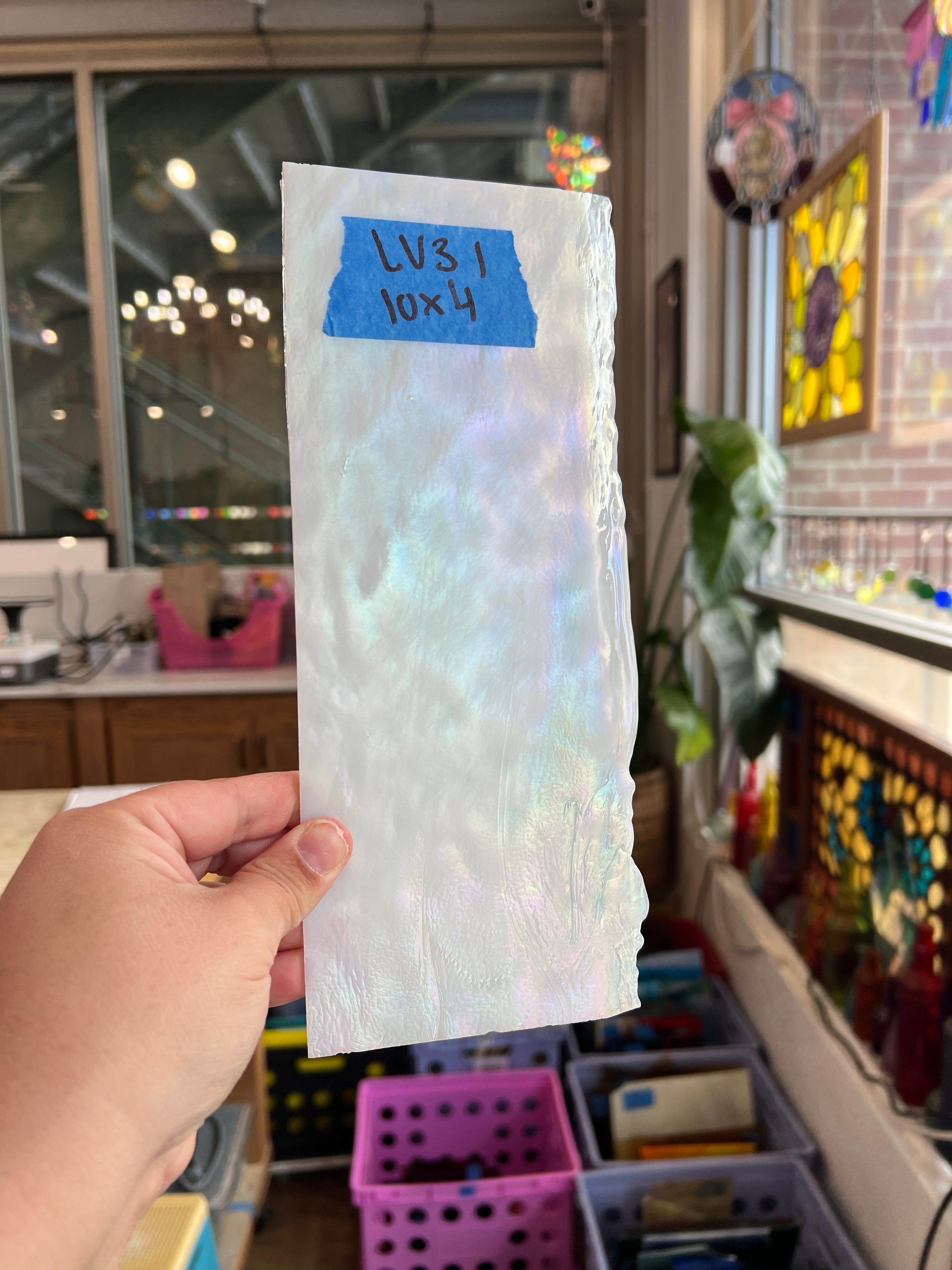 White Mottled Rainbow Iridescent Youghiogheny Sheet Glass Youghiogheny Glass Default Title