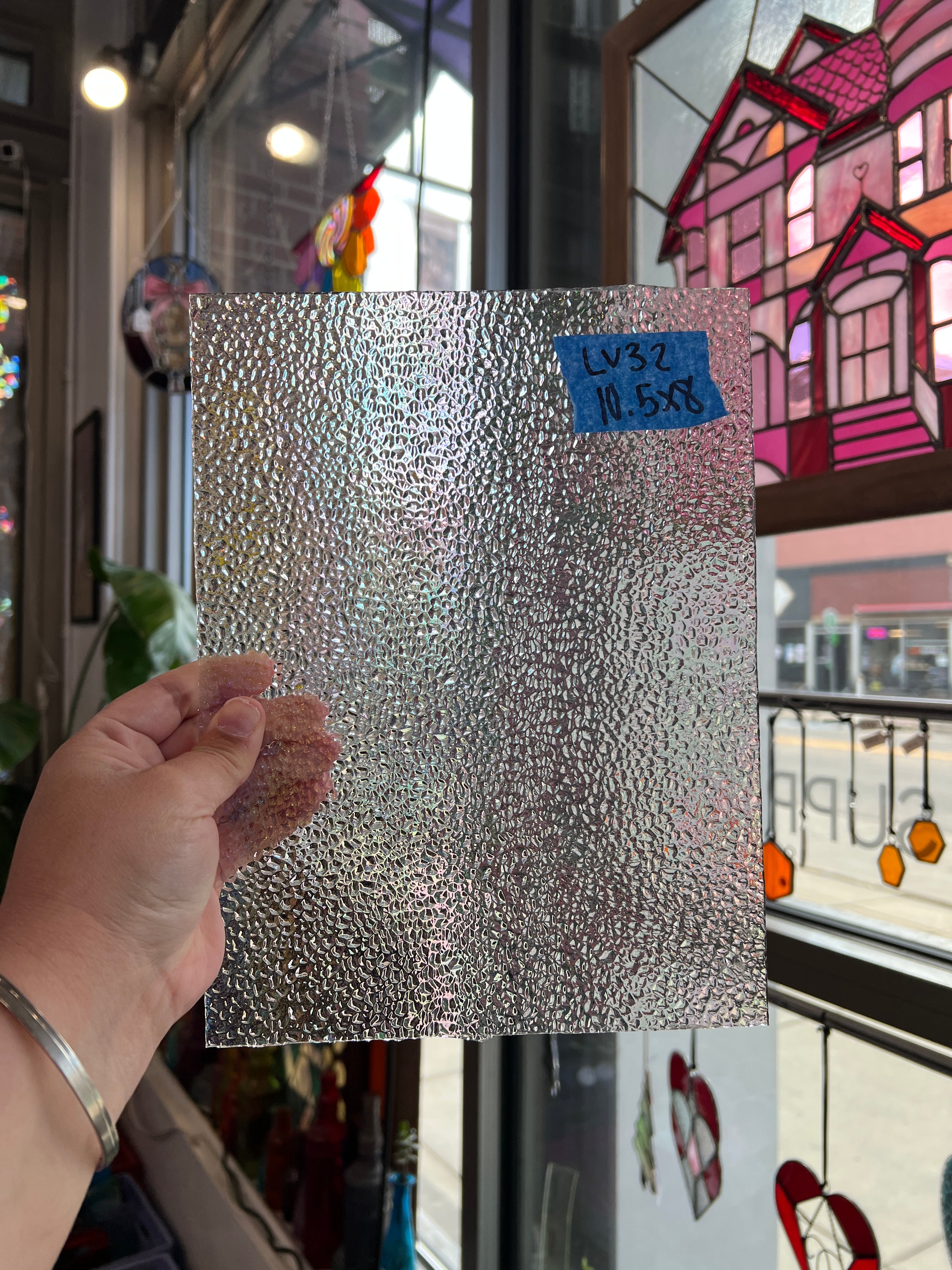 Clear Iridescent Rainbow Dew Drop Sheet Glass Colorado Glassworks