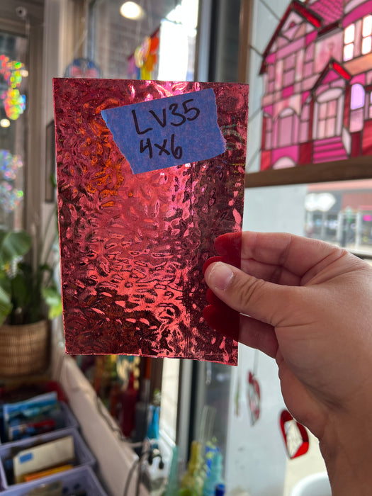 Hot Pink Textured Cranberry English Muffle Sheet Glass Colorado Glassworks