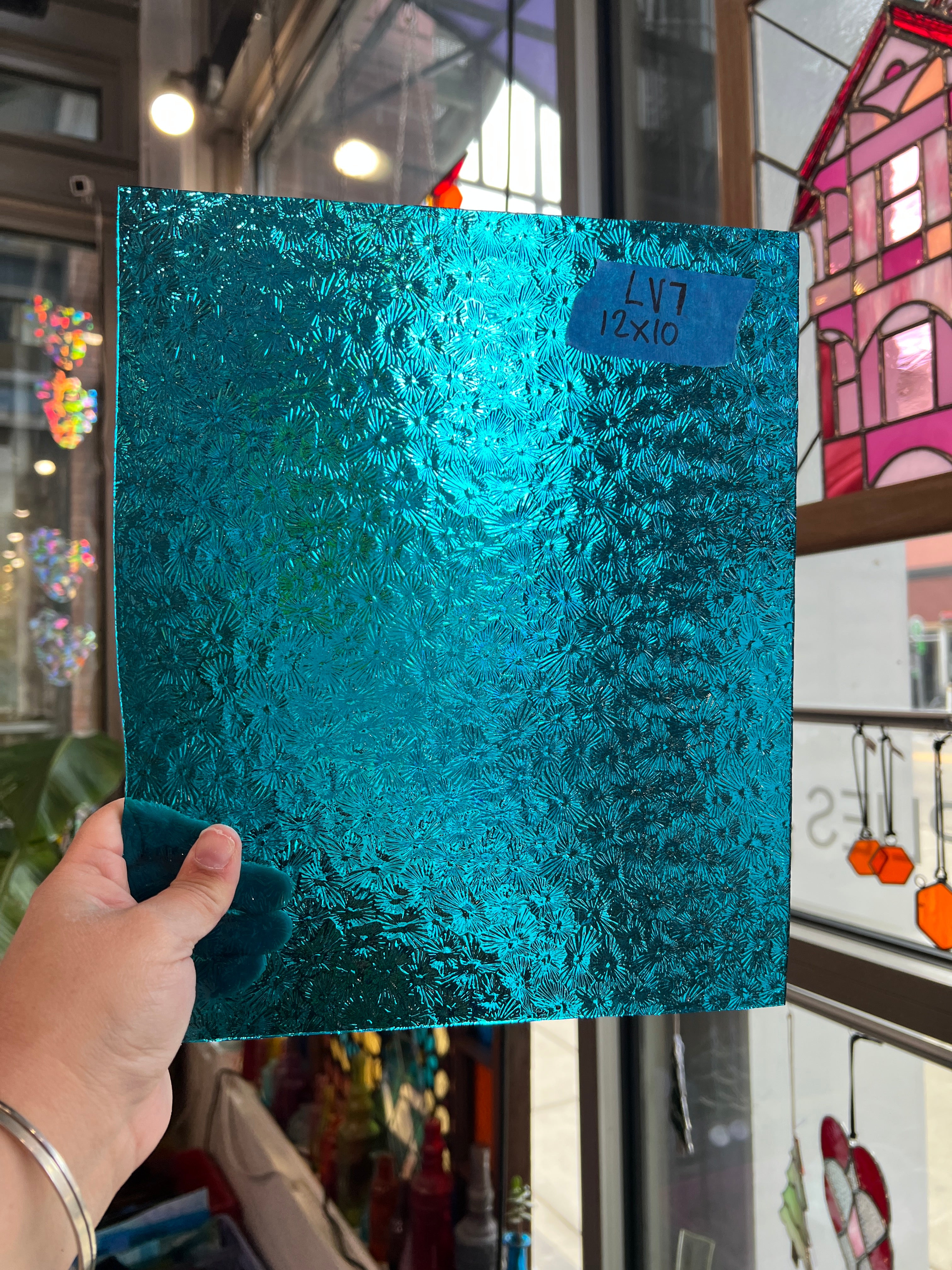 Caribbean Blue Wissmach Florentine Sheet Glass Wissmach Glass