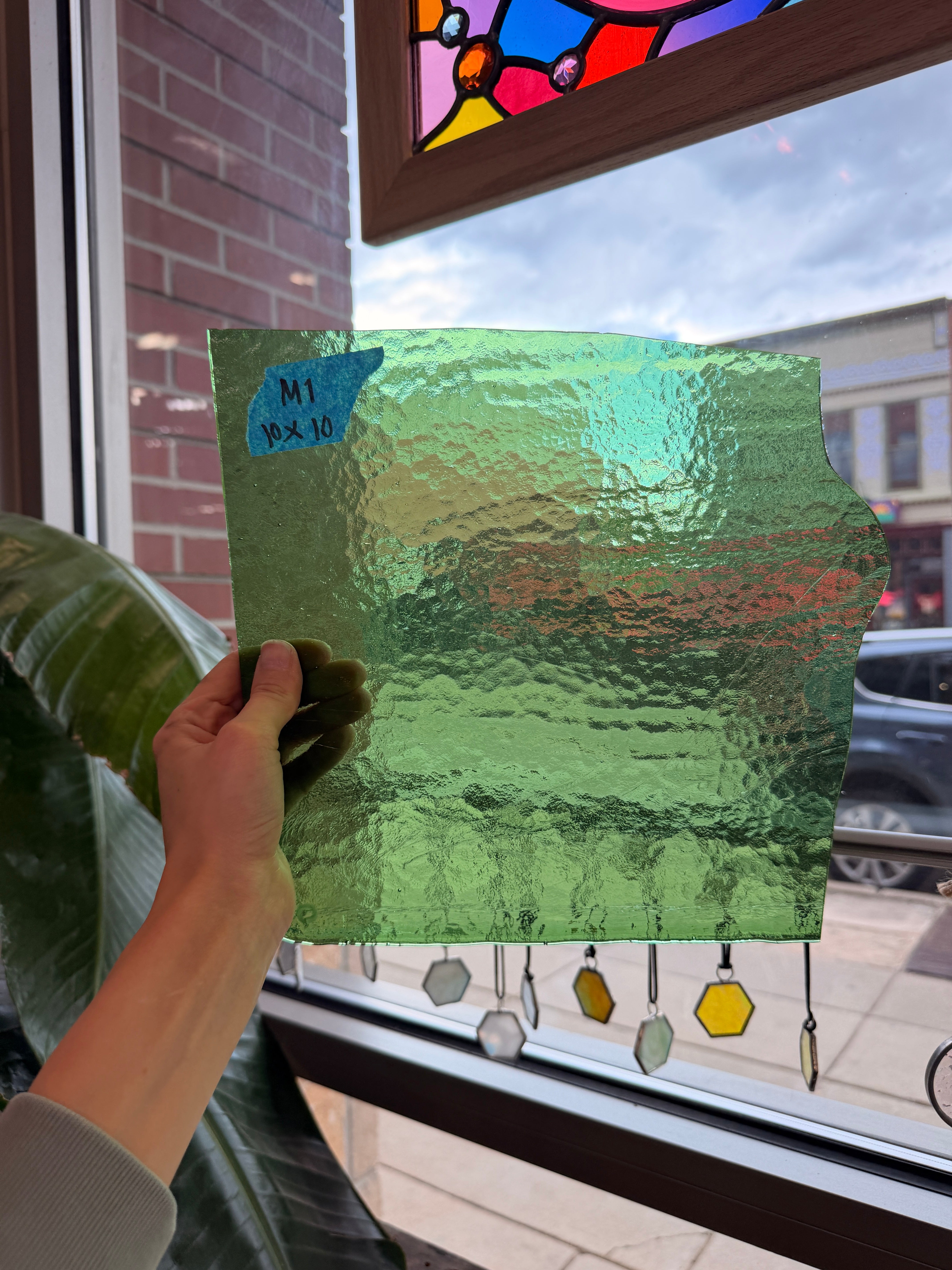 Green Vintage Transparent Textured Sheet Glass Colorado Glassworks