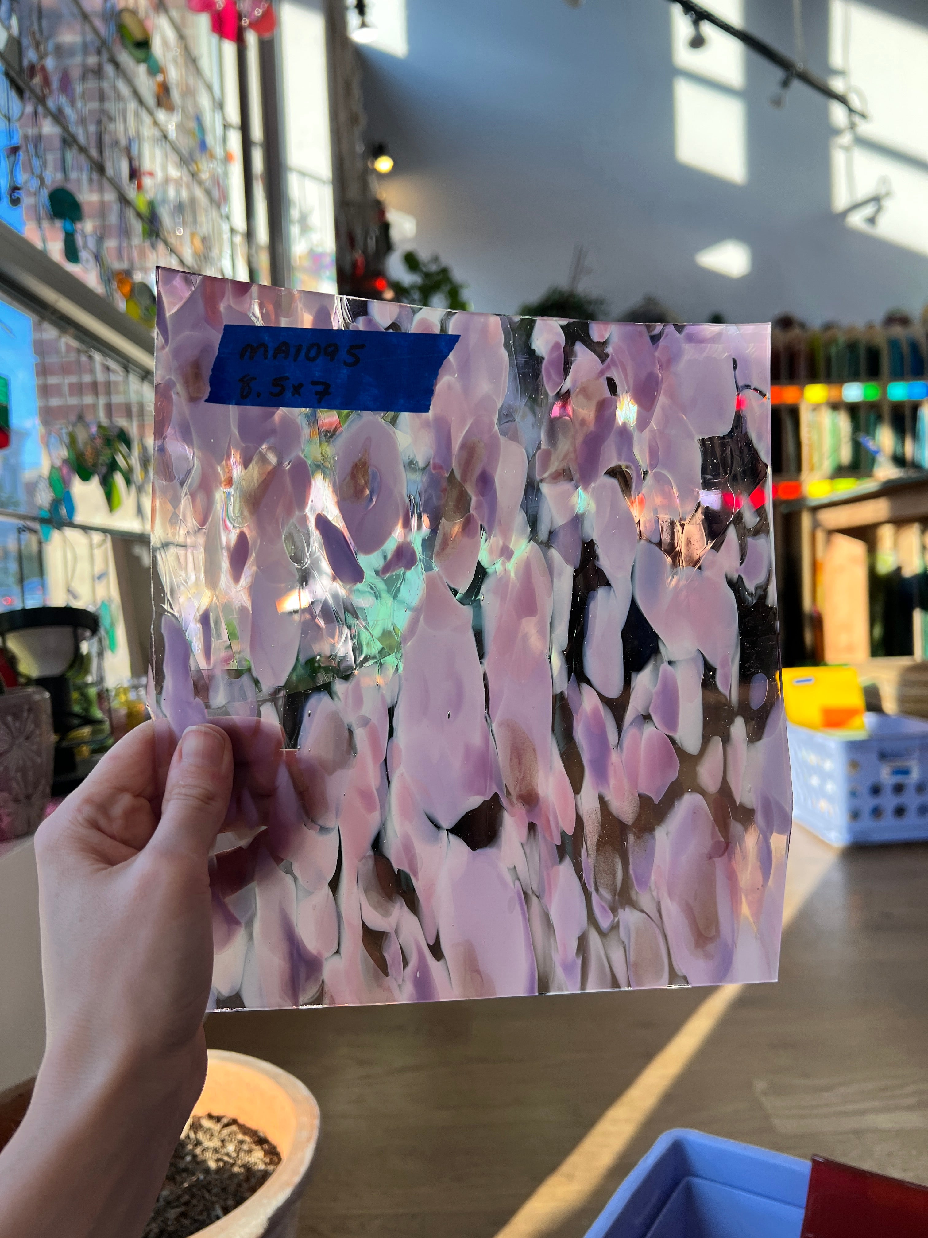 Pretty in Pink (gold aventurine) COGW by Monarch Glass Sheet Glass Colorado Glass Works MA1095 (8.5x7in)
